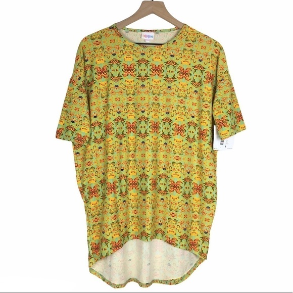 LULAROE Irma Tunic Top Leggings Material Hi Lo Hem Retro Mod Print Size XXS NWT - Picture 11 of 11